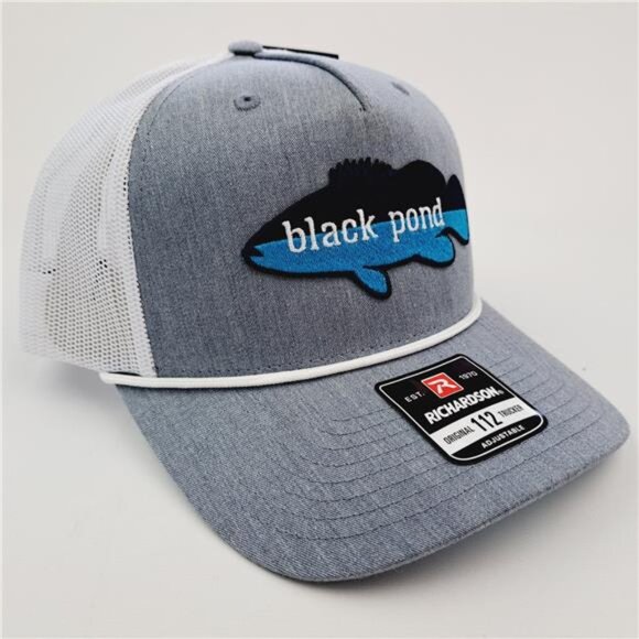 Retro Outdoors Black Pond Grouper Fishing Patch Mesh Snapback Richardson 112 Cap - Picture 3 of 4